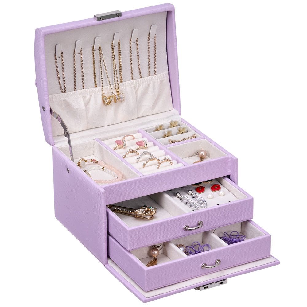 Caixa de joias BEWISHOME SSH88P para meninas adolescentes com fechadura roxa