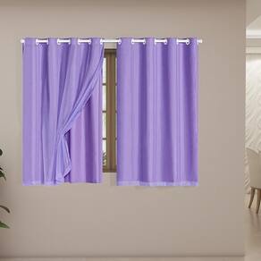 Cortina Blackout Pvc Com Tecido Voil 2,80 M X 1,60 M Lilás