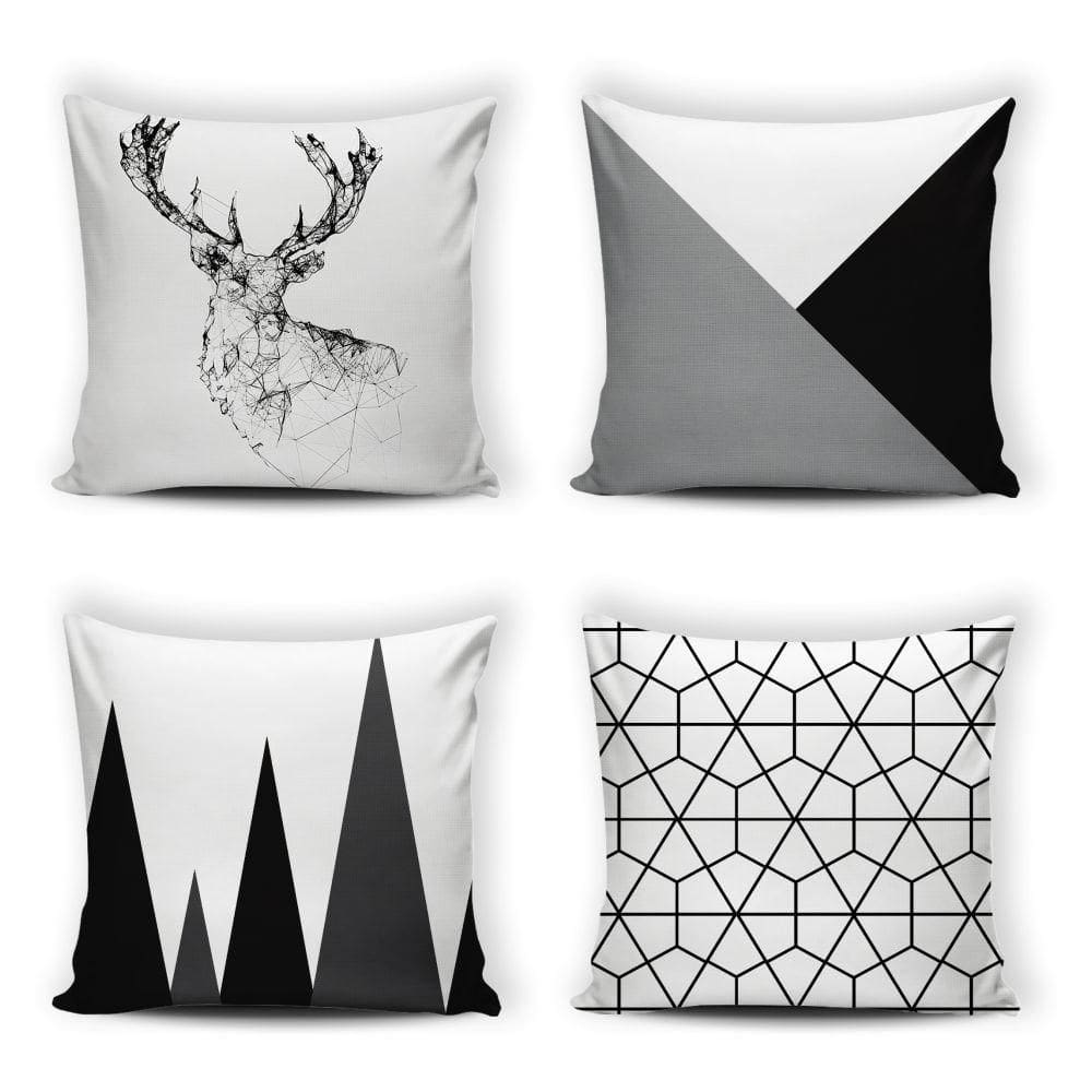 Kit 4 Capas De Almofada Modern Print 42 Cm X 42 Cm - 070