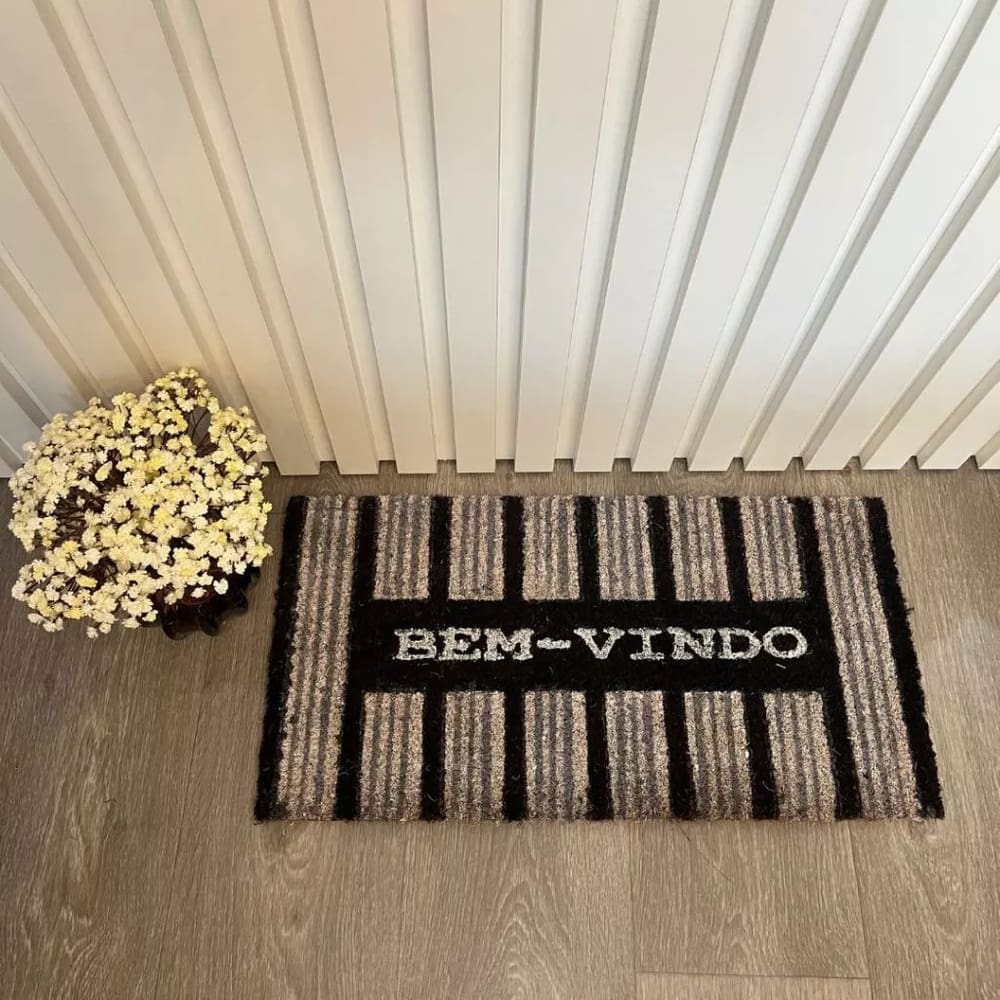 Capacho Fibra De Coco Estampado Antiderrapante 30x60cm - Corttex - Bem Vindo Vertical