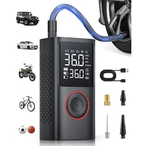 Inflador de pneus Powools Compressor de ar portátil 150 PSI preto