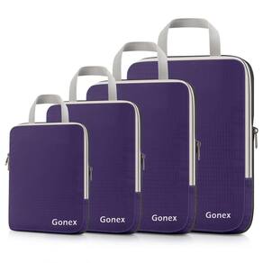 Cubos de embalagem de compressão Gonex, 4 peças, organizadores de viagem, roxos