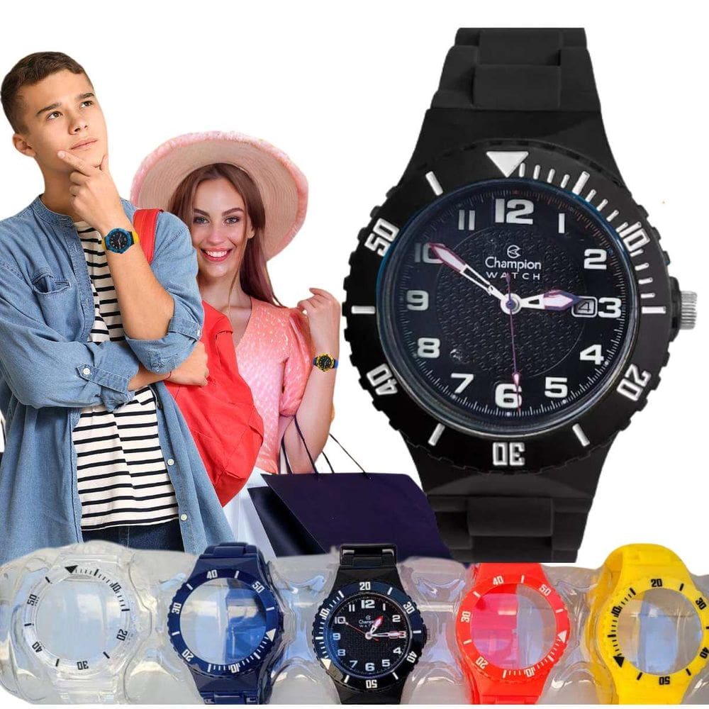 Relógio de Pulso Champion Troca Pulseira Feminino Masculino Analógico Esportivo CP30119X - A