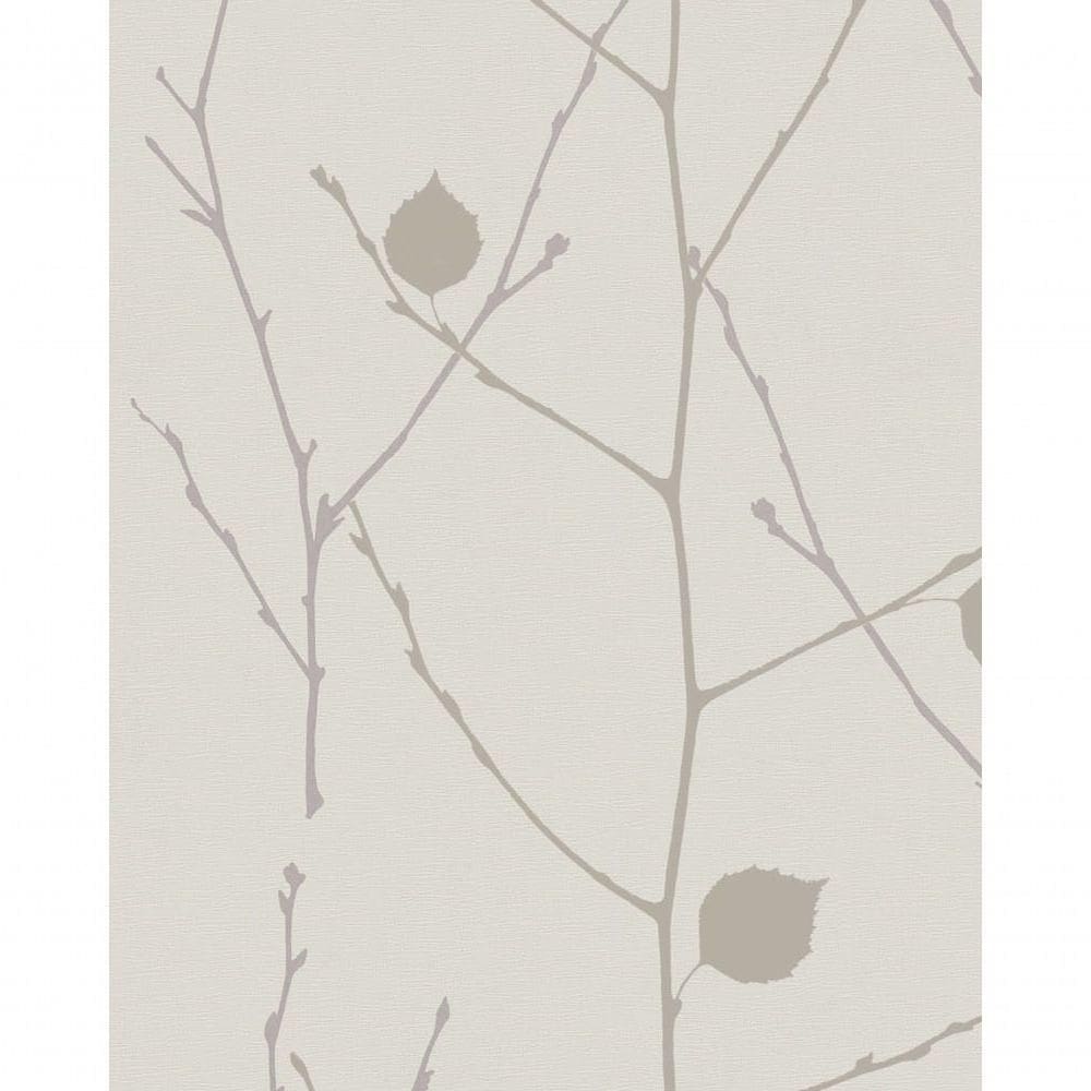 Papel De Parede Gina Galho Com Folhas Nude E Roxo 57844 Rolo 10m X 0,53m