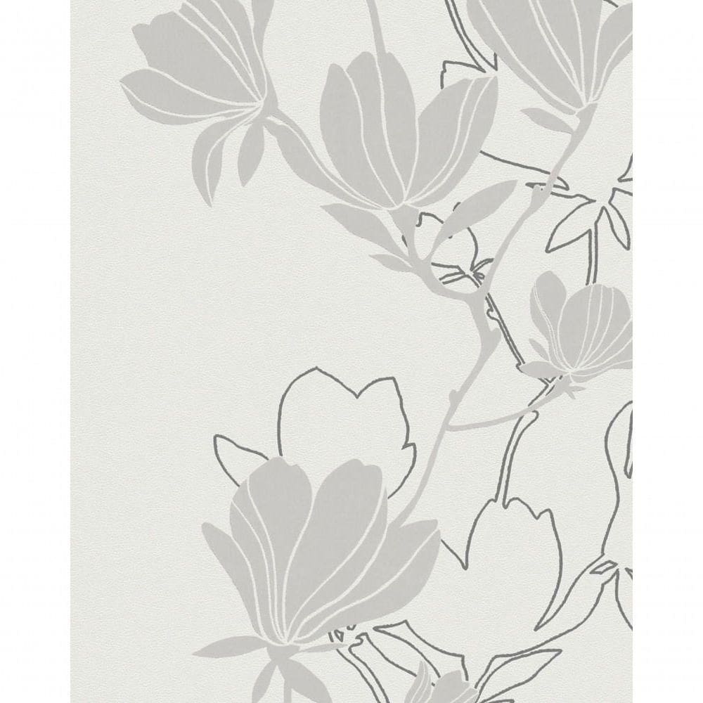 Papel De Parede Gina Flores Cinza Fendi 57801 Rolo 10m X 0,53m