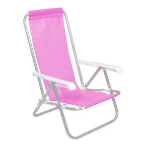Cadeira de Praia Reclinável 4 Posições Alumínio Lazy Sannet Rosa - 023010 Belfix