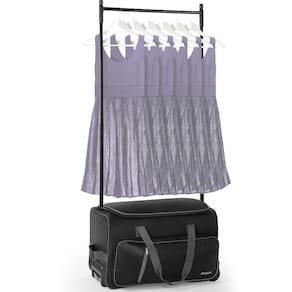 Bolsa de dança Rengue de 23 polegadas com prateleira de roupas e rodas preta+cinza