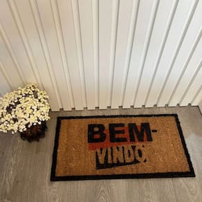 Capacho Fibra De Coco Estampado Antiderrapante 30x60cm - Corttex - Bem Vindo Moldura Preta