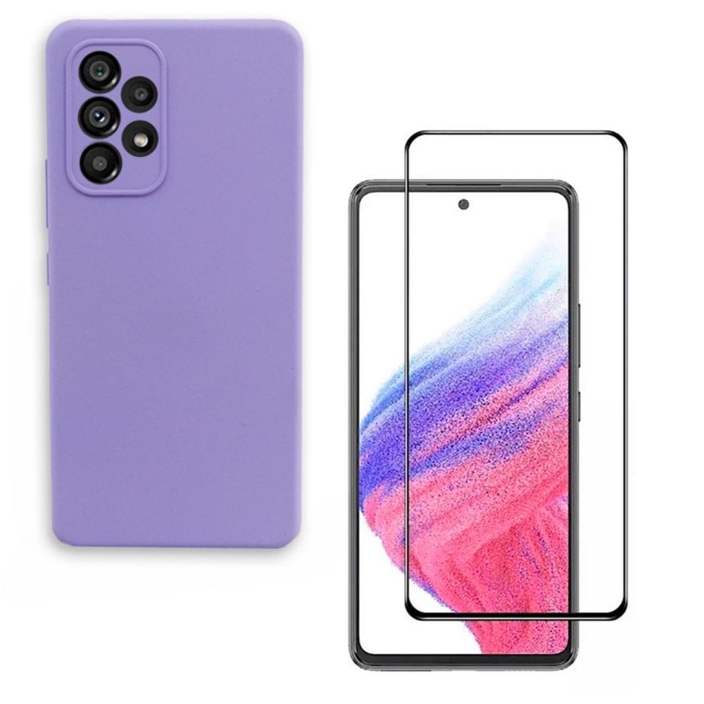 Capa de telefone e filme de vidro para Samsung A73 5G Lilac