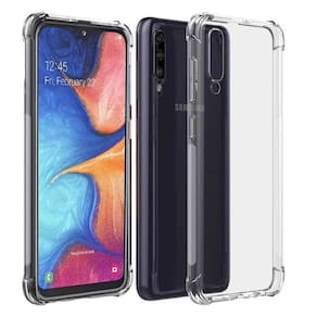 Capa de telefone com bordas transparentes reforçadas para Samsung A30s