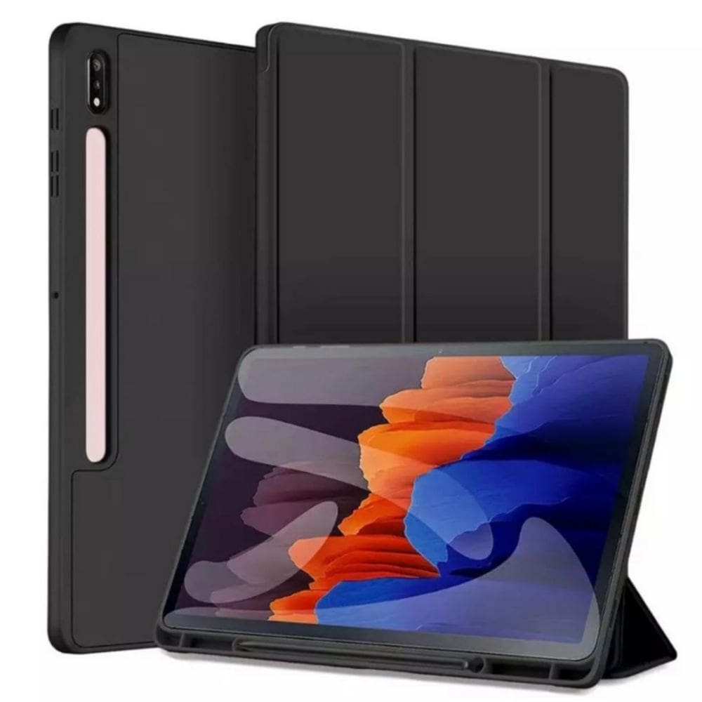 Capa Smart Cover de silicone e couro PU para Samsung Tab S7