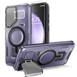 Capa magnética BPOASE para Samsung Galaxy S24 FE com suporte roxo