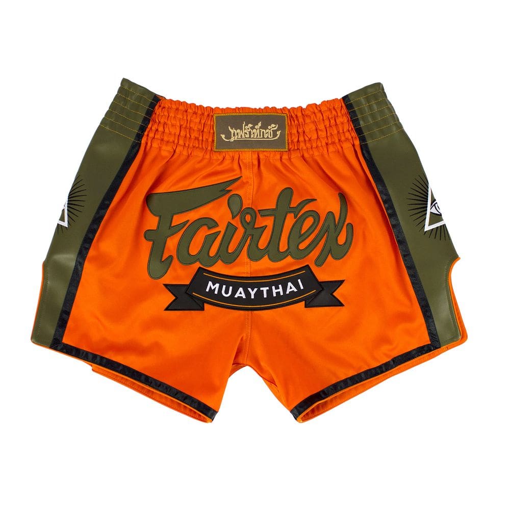 Shorts de boxe Muay Thai Fairtex BS1705 laranja/verde GG