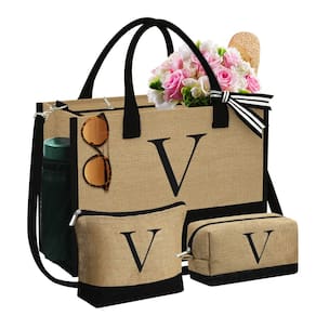 Sacola de juta YOOLIFE grande para mulheres com 2 bolsas de maquiagem Lette