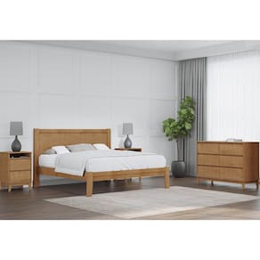 Conjunto Quarto: Cama Queen Cômoda 6 Gavetas 2 Mesas Cabeceiras Freijó Prata Madeira Pinus - Finestra