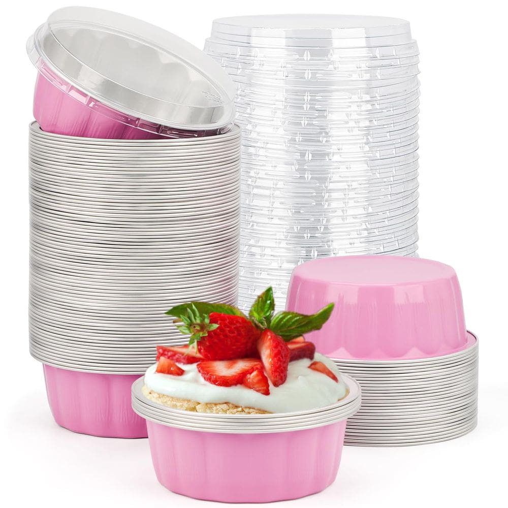 Pacote descartável de 235 ml de alumínio rosa Beasea com tampas