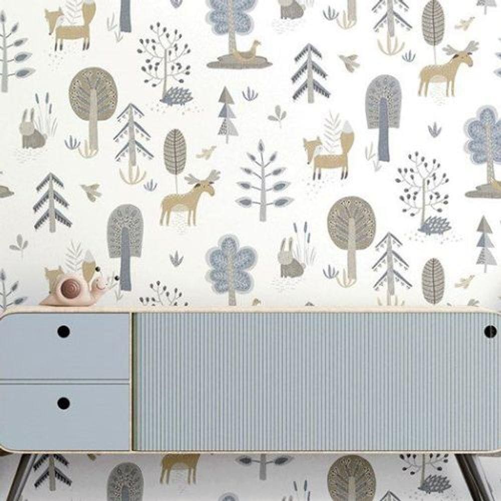 Papel De Parede Happy Infantil Branco 14803