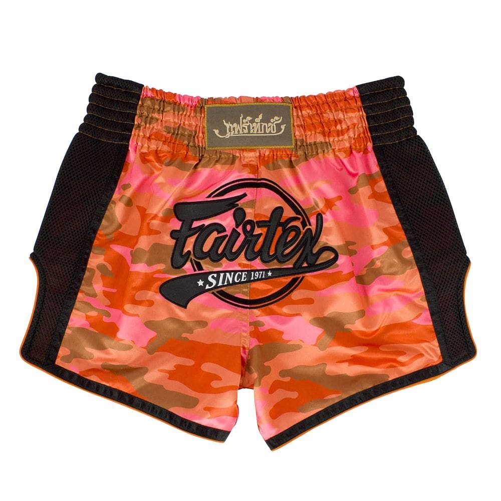 Calções de boxe de Muay Thai Fairtex BS1711 Orange Camo (L)