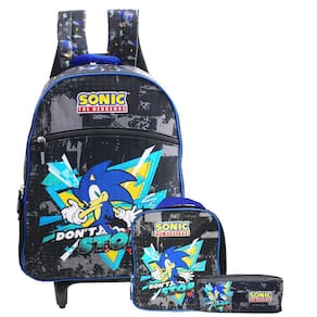 Mochila Sonic Rodinhas Com Lancheira Térmica E Estojo Duplo