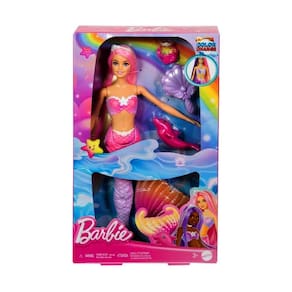 Boneca Barbie Sereia Malibu Cabelo Rosa Golfinho Hrp97