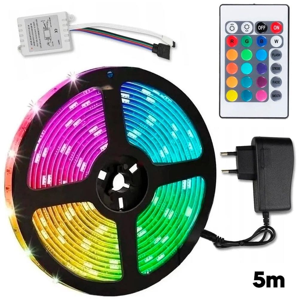 Fita Led Rgb 5M Iluminação Flexível Decoração Luz Digital