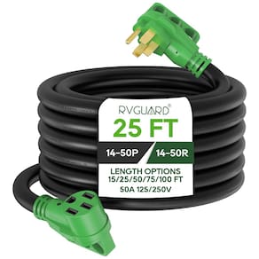 Cabo de extensão RV/EV RVGUARD 50 A 25 pés NEMA 14-50P/R verde