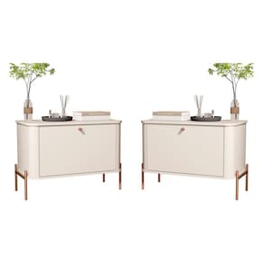 Jogo De Mesa De Cabeceira Sofia Off White Bronze