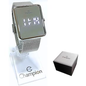 Relógio Champion Feminino Digital Led Branco Prateado CH40080S