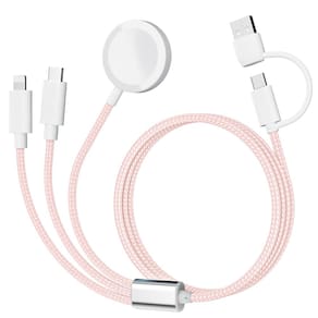Cabo de carregamento Rose Tattoo USB C Watch Phone 3 em 2 4 pés rosa