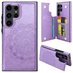 Capa tipo carteira MMHUO para Samsung Galaxy S24 Ultra 5G - roxa