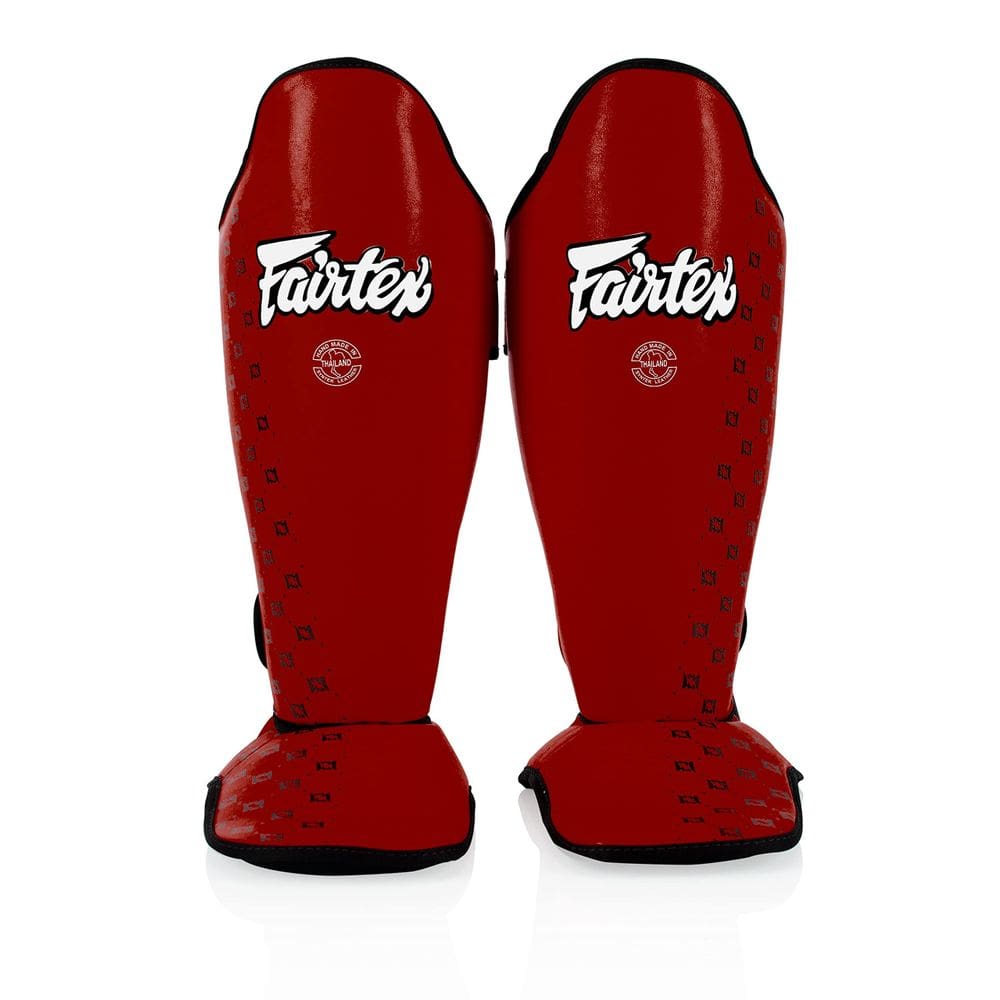 Caneleiras Fairtex SP5 Muay Thai para homens, mulheres e crianças, vermelhas