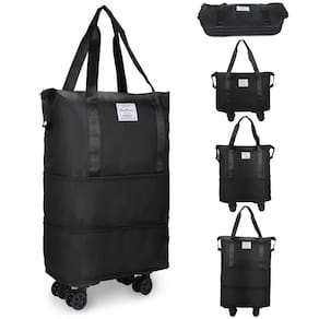 Mochila rolante VOOWO expansível com rodas para viagem preta