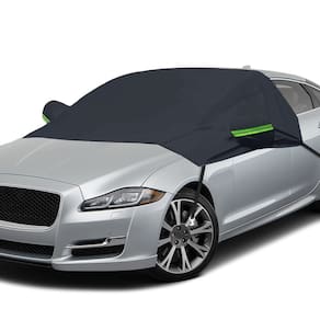 Capa de para-brisa de carro Econour para gelo/neve com espelhos laterais preta