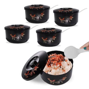 Kit Com 5 Pote Arroz Servir Gohan Arroz Japonês Ohitsu Flor