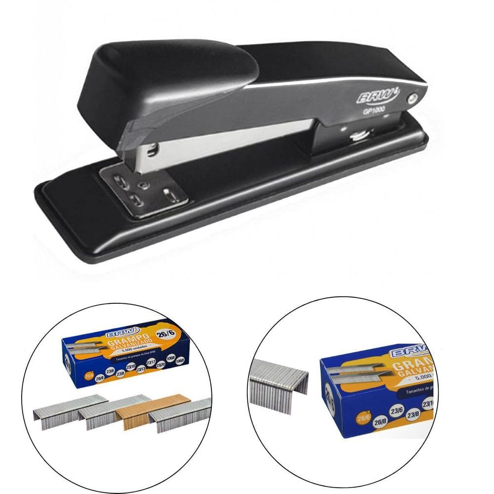 Grampeador De Metal 11,5Cm Gp1000 + 1 Caixa 5000 Grampos