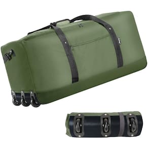 Mochila Finnhomy 120L dobrável com 3 rodas 82x36x40cm verde