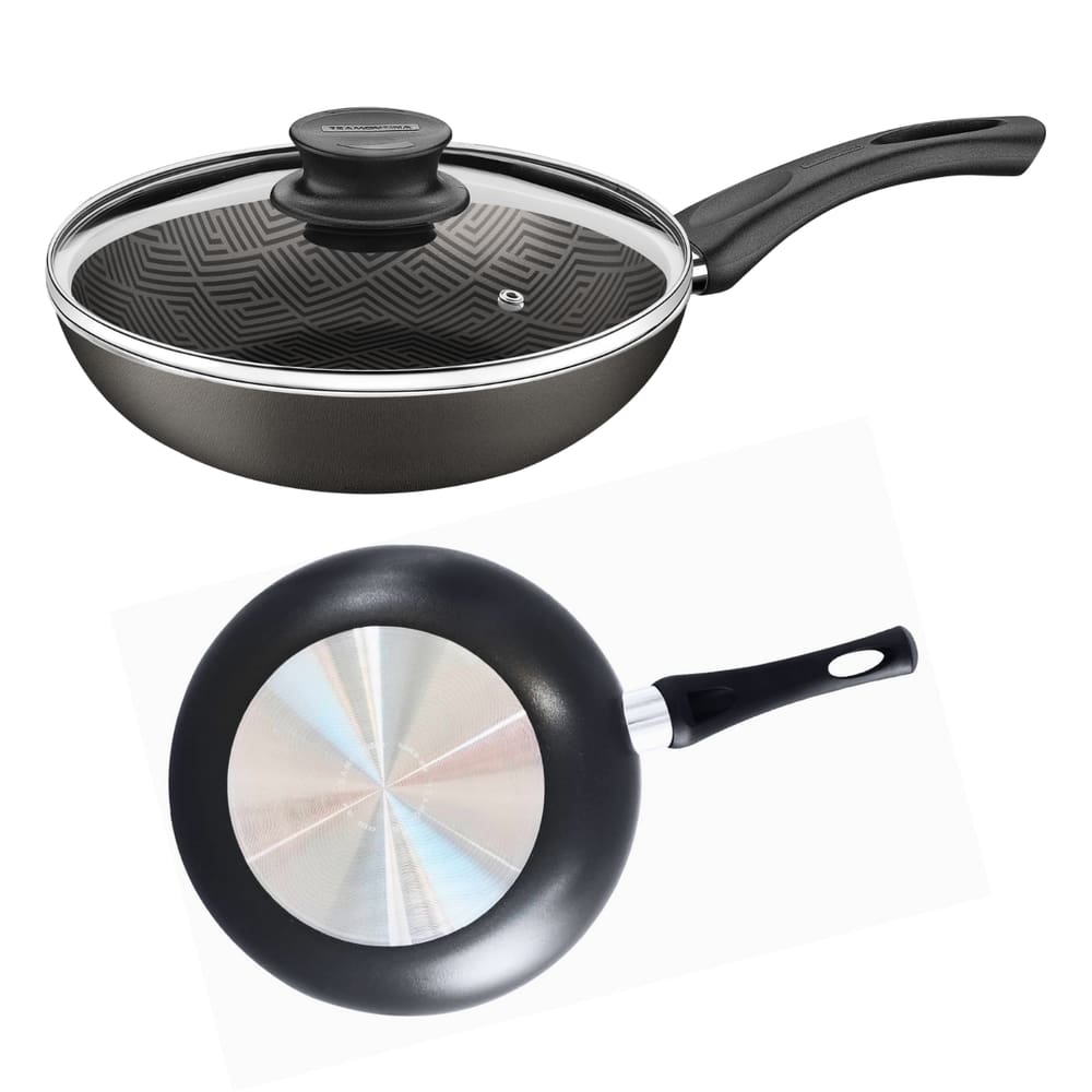 Panela Frigideira Funda Tramontina Paris Antiaderente 26cm 2,9L com Cabo e Tampa de Vidro Grafite