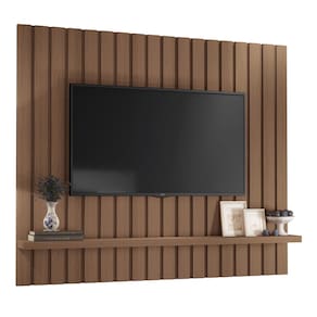 Painel TV 60 Pol 160cm Suspenso Ripado Like H01 Castanho - Mpozenato
