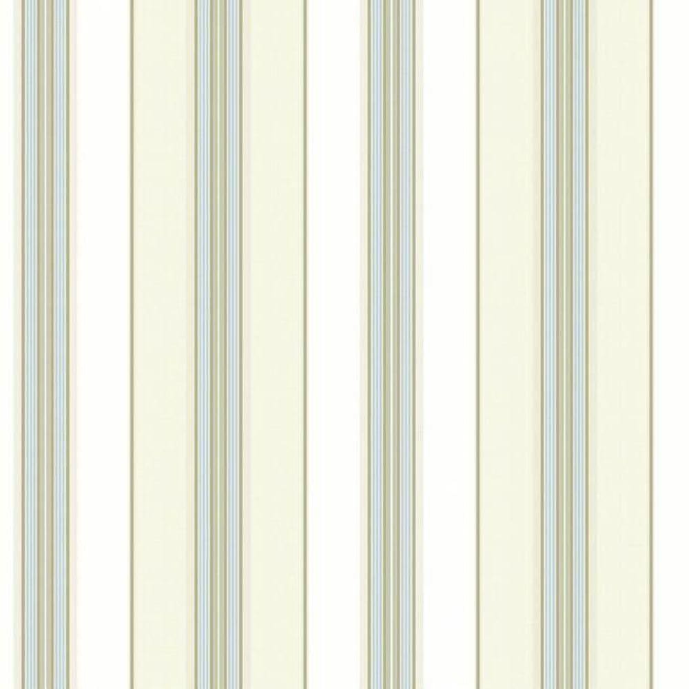 Papel De Parede Waverly Stripes Lovers Lane Bege-azul Wa7779 - Rolo 10m X 0,52m
