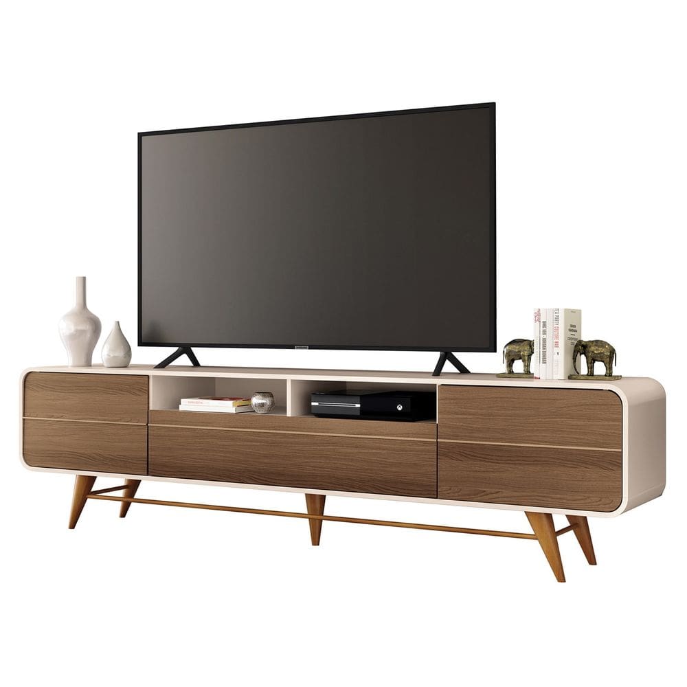 Rack Bancada de TV 85 Pol 220cm Áureo H01 Castanho/Off - Mpozenato