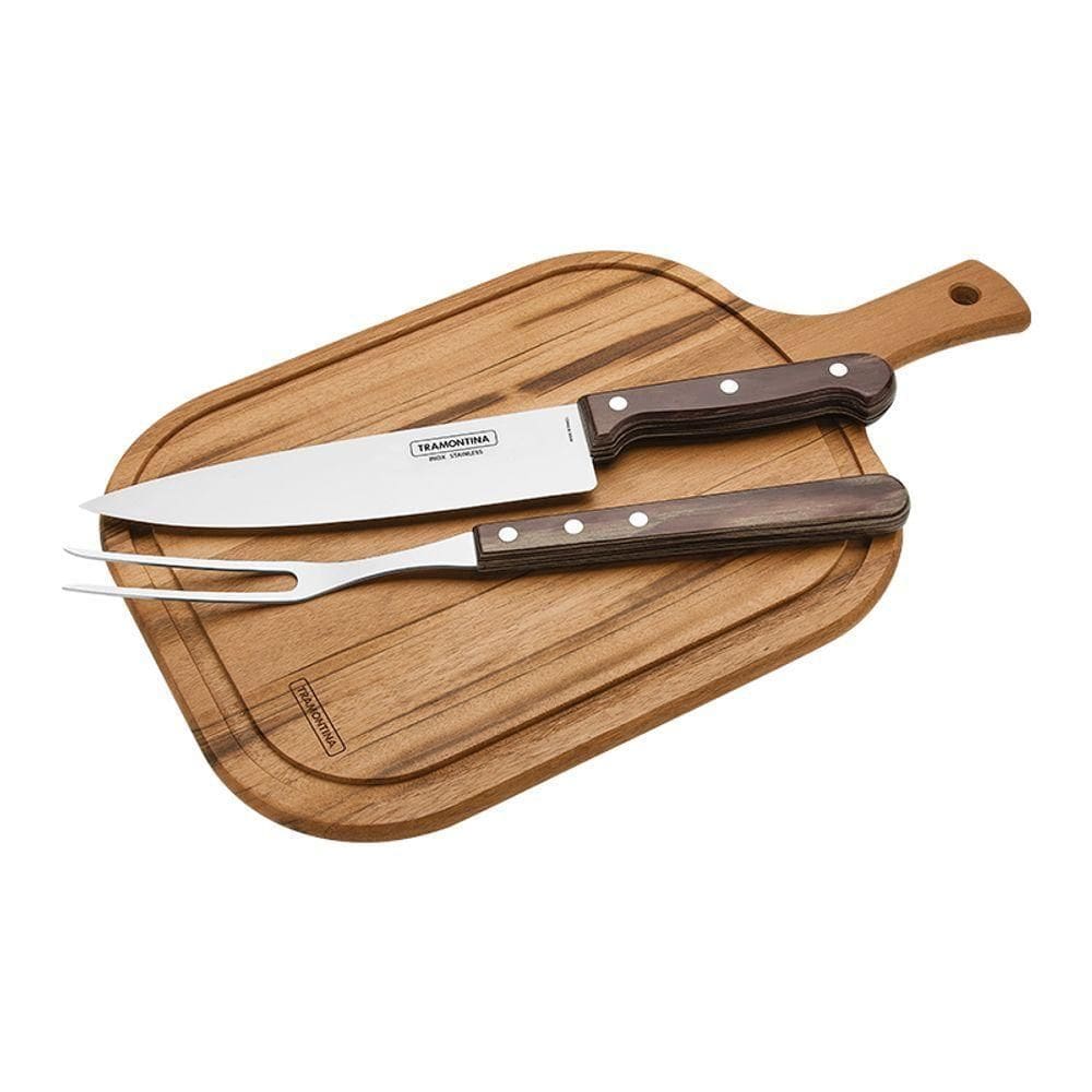 Kit Churrasco Com Tábua 3 Peças Tramontina 21198914 Marrom 21198914