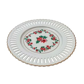 Prato de Sobremesa com Borda Dourada em Porcelana Mon Chéri 21cm L`Hermitage