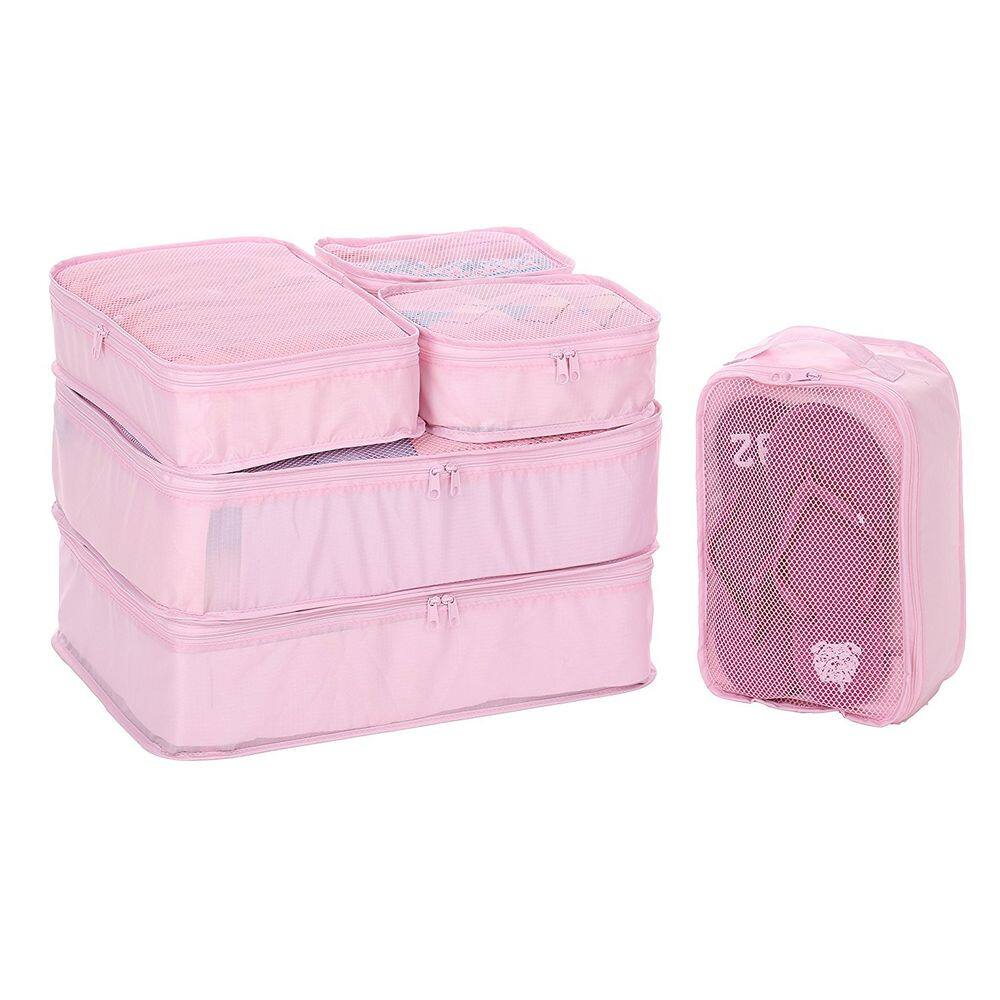 Pacote Packing Cubes JJ POWER Travel 6 com bolsa de sapatos (rosa)