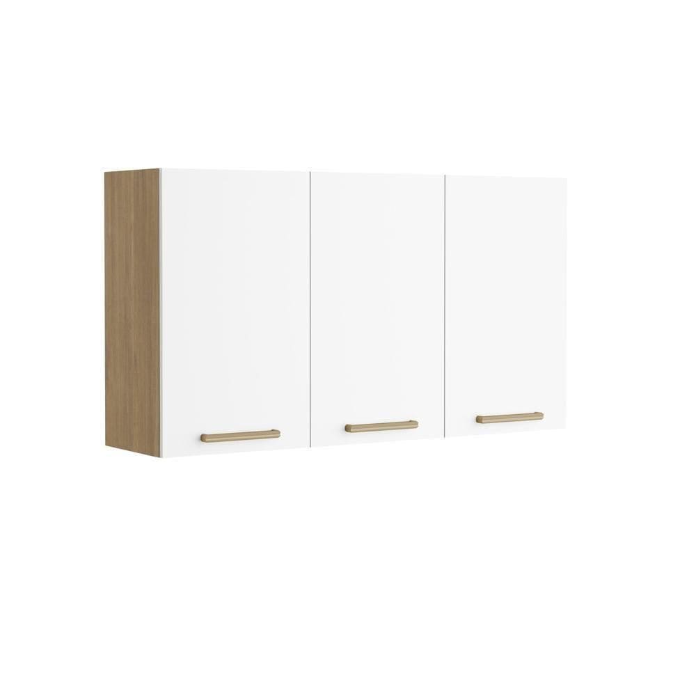Armário Aéreo Com 3 Portas Branco Ártico Axé Bertolini Branco Carvalho