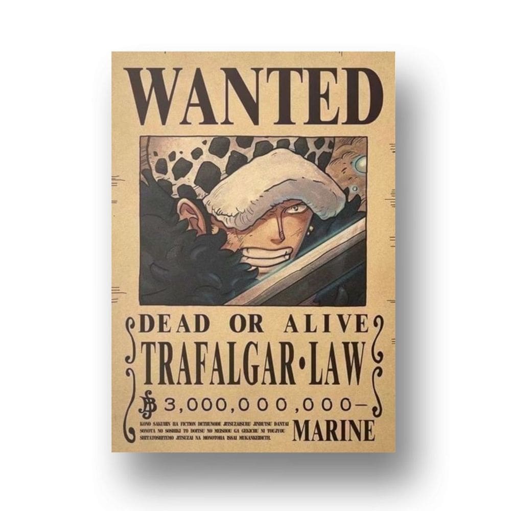 Placa Metal Decoração cartaz procurado Trafalgar Law Piece