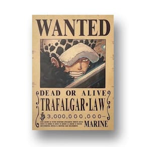 Placa Metal Decoração cartaz procurado Trafalgar Law  Piece