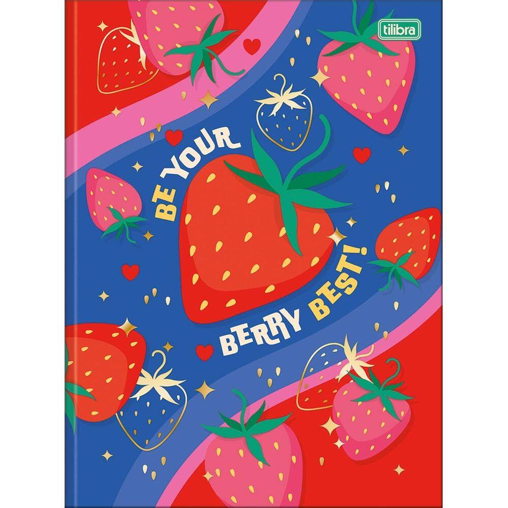 Caderno Brochurão Grande Universitário Be Berry Morangos 80 Folhas Capa Dura Tilibra