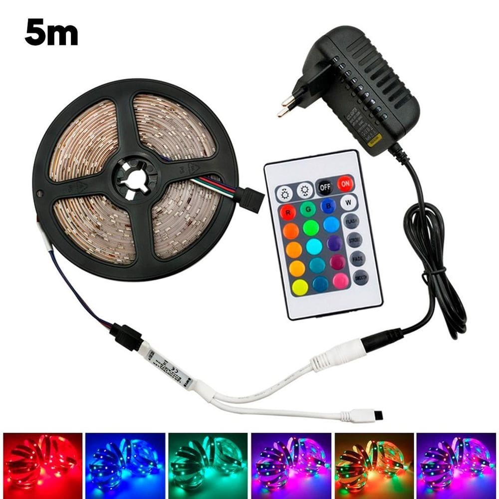 Fita Led Rgb 5M Digital Controlador Neon Brilho Iluminação