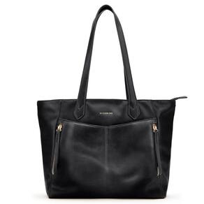 Sacola Missnine para mulheres, bolsa de couro preta