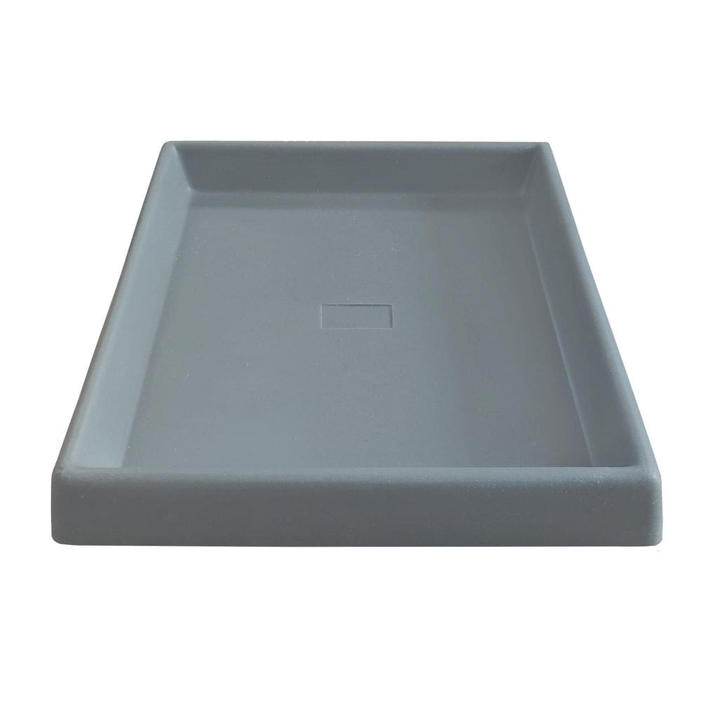 Prato Grande Quadrado Vaso Polietileno 40Cm Cinza Escuro